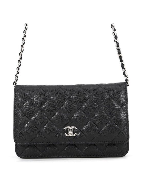 Chanel Handbags - Chanel Chain Wallet Classic Quilted CC Logo Caviar Leather Black Shoulder